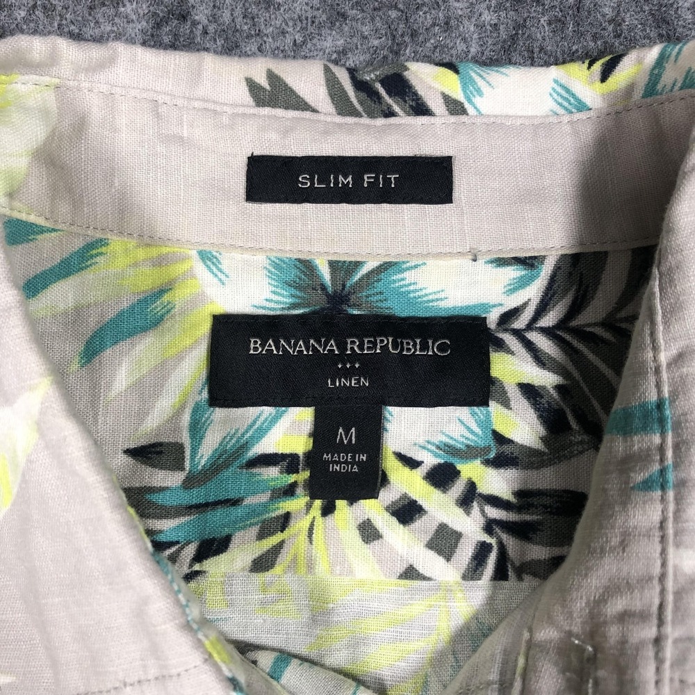 Banana Republic Shirt Mens M Multicolor Floral Linen Button Up Hawaiian Casual - Picture 6 of 15